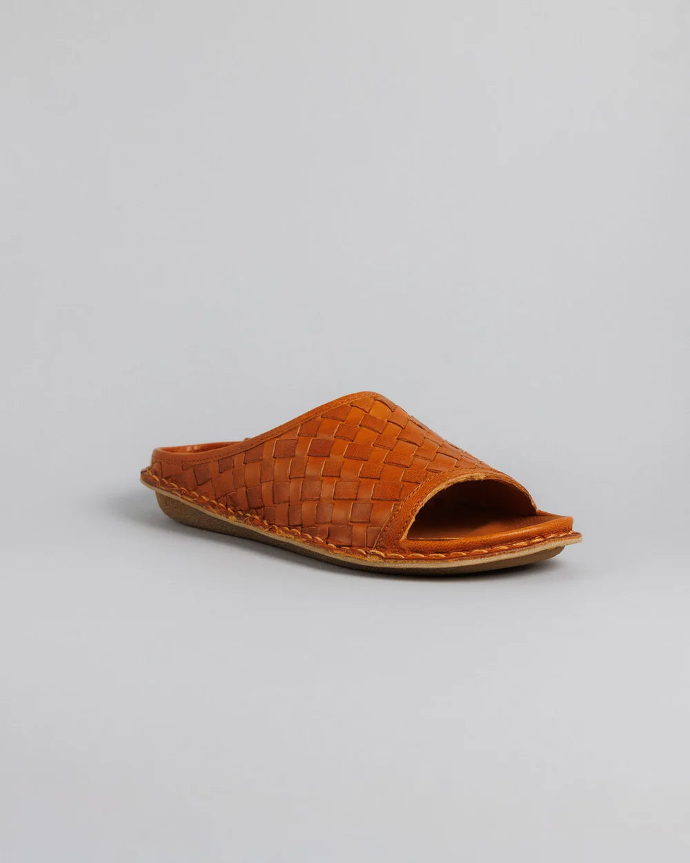 SAINT TROPEZ Woven Leather Cognac Brown